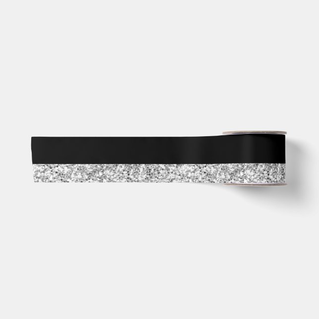 Glamour-schwarze Streifen mit dem silbernen Satinband (Vorderseite)