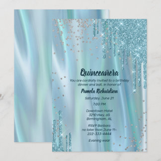 Glamour Seide und Glitzer Look Quinceañera Invita Einladung