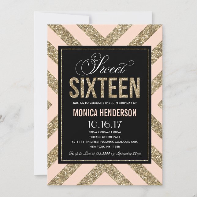 Glamour Shimmer | PARTY EINLADUNG 16 . GEBURTSTAG (Vorderseite)