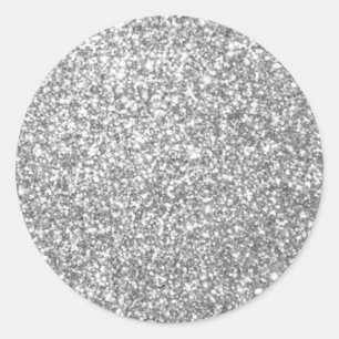 Glamour Silber Glitter Look Leere Vorlage Runder Aufkleber