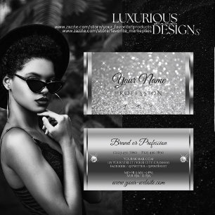 Glamour Silber Glitzer Luminous Stars Diamonds Visitenkarte