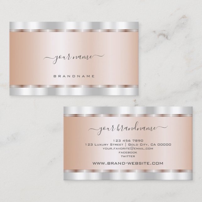 Glamour Silber und Rose Gold Effekt Beruflich Visitenkarte (Vorne/Hinten)