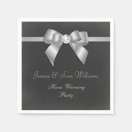 Glamour Silver Bow & Ribbon House Erwärmung Serviette