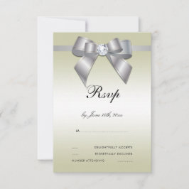 Glamour Silver Bow & Ribbon RSVP Karte