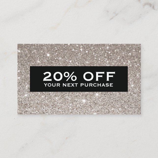 Glamour Silver Glitzer Moderne Beauty Coupon Card (Vorderseite)