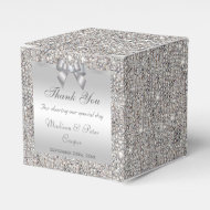 Glamour Silver Sequins Bow Diamond Geschenkschachtel