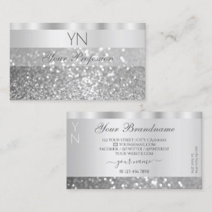 Glamour Silver Sparkling Glitzer Monogram Luxus Visitenkarte