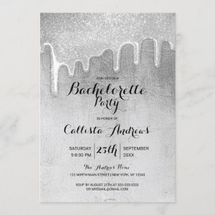 Glamour Silver Thick Glitzer Tropfens Bachelorette Einladung