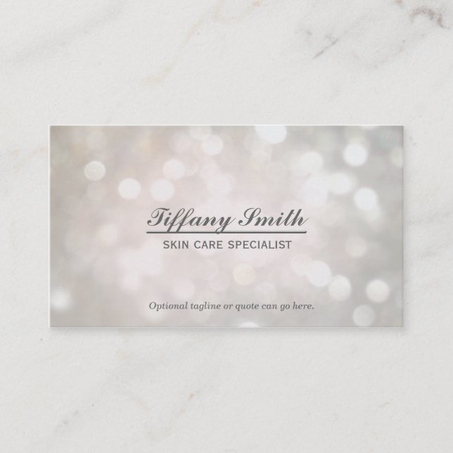 Glamour Sparkle White Bokeh Chic Business Card Visitenkarte (Vorderseite)