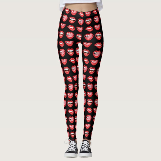Glamour Vampirelippen Leggings (Vorderseite)
