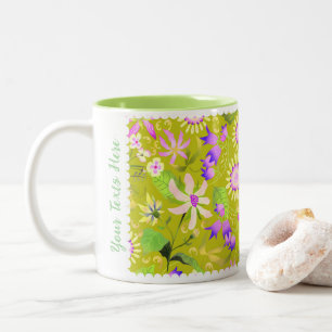 Glamour vert floral bicolore Mug