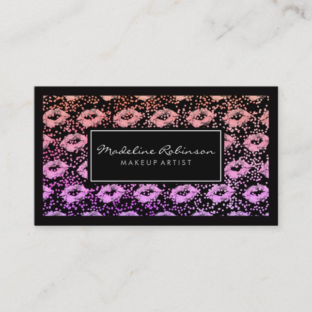 Glamour Vibrannter Glitzer Kisses Speck Black Bord Visitenkarte (Vorderseite)