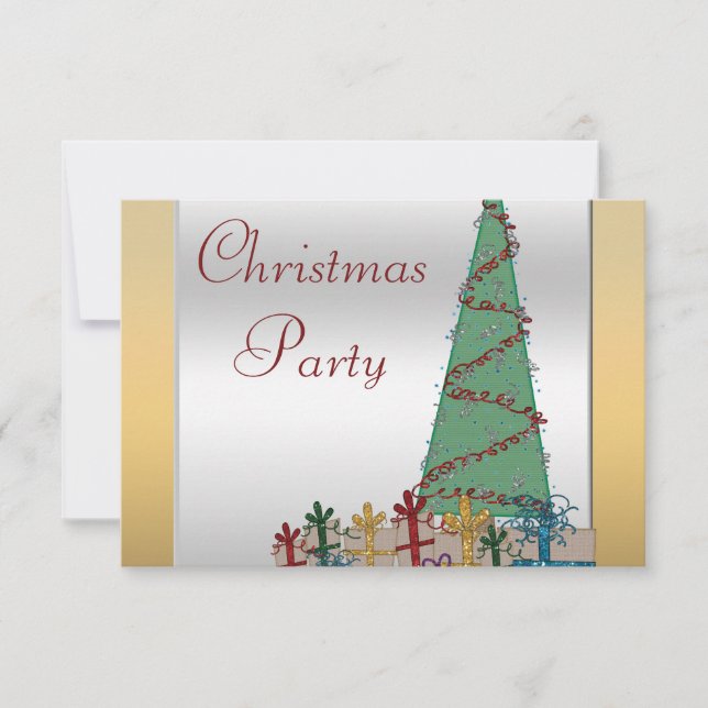 Glamour Weihnachtsbaum & Presents Imitate Glitzer RSVP Karte (Vorderseite)