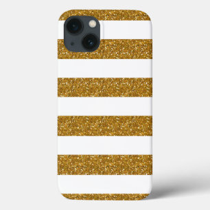 Glamour-weiße Streifen mit dem GoldGlitzer Case-Mate iPhone Hülle