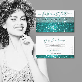 Glamour White Aquamarin Sparkle Glitzer Beruflich Visitenkarte