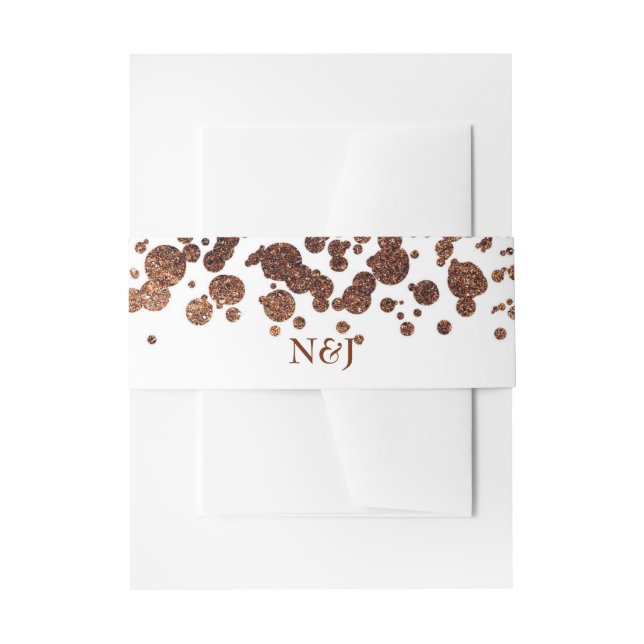 Glamour "White & Bronze Confetti Dots" Shimmer Einladungsbanderole (Vorderseite Beispiel)