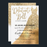 Glamour White Gold Glitzer Dress Debutante Dance Einladung<br><div class="desc">Diese luxuriöse, funkelnd und glamouröse Debutante Ball-Einladung ist das perfekte Design für die elegante und schicke junge Dame. Das Design besteht aus einem Imitat, das mit vergoldetem Glitzer bedruckt ist, und einem Vintagen Goldfoliengradientenanzug auf weißem Hintergrund mit goldfarbener Typografie. Auf der Rückseite ist mädchenhaft und hübsch vergoldet Glitzer und weiß...</div>