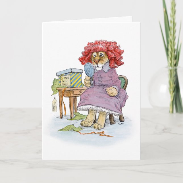 Glamour Wig Lioness Happy Birthday Card Karte (Vorderseite)