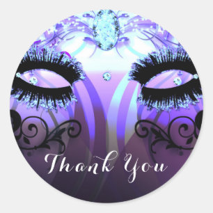 Glamour-Wimpern Lila Maskenball Party-Favor Runder Aufkleber