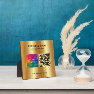 Glamour your Custom Text Logo QR Code Imitats Gold Fotoplatte