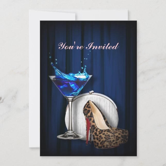 Glamourmartini-Cocktail-Party-Mädchen stilletos Einladung (Vorderseite)