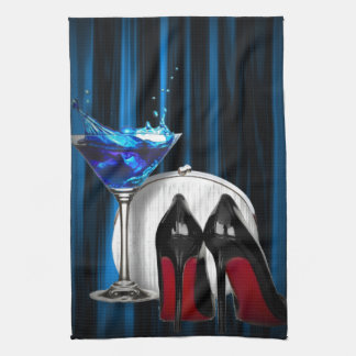 Glamourmartini-Cocktail-Party-Mädchen stilletos Geschirrtuch