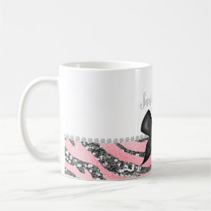 Glamouroe Rose Rosa Silberne Glitzer Monogramm Kaffeetasse