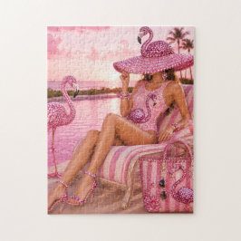 Glamourös Chic Klasse Dame Rosa Flamingo Tropische