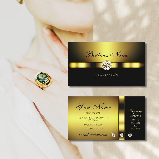 Glamourös golden und schwarz mit schimmernden Diam Visitenkarte (Von Creator hochgeladen)