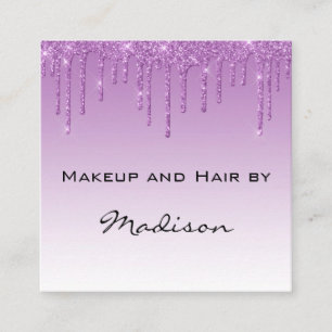 Glamourös lila violetter Glitter-Tropfen Makeup-Ar Quadratische Visitenkarte