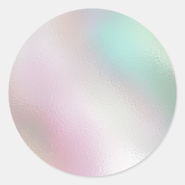 Glamourös Romantische irisierende Perlholografie C Runder Aufkleber (Vorderseite)