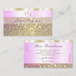 Glamourös rosa und goldglatter Glitzer Monogram Visitenkarte