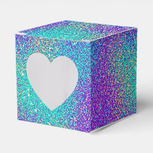 Glamourös violett türkisfarben funkelnd glitzernd geschenkschachtel