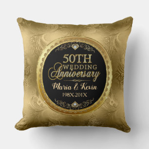Glamouröse 50. Gold-Hochzeitsvorlage Kissen