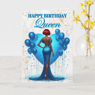 Glamouröse afroamerikanische Frau Blau Geburtstag Karte