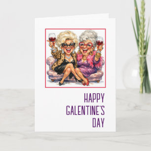 Glamouröse alte Damen zum Galentine's Day Karte