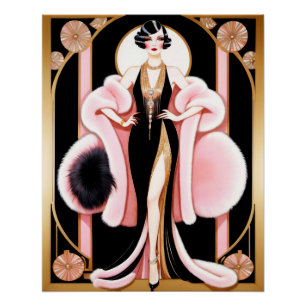 Glamouröse Art Déco Lady im Stil von ERTE. Poster