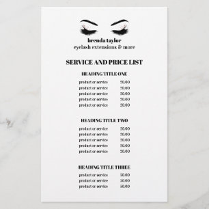 Glamouröse beeindruckende LISTE DER DIENSTLEISTUNG Flyer