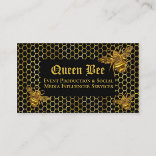 Glamouröse Black Gold Queen Events Influencer Visitenkarte