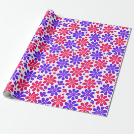 Glamouröse Blumenhörnchen Rosa und Blau Geschenkpapier