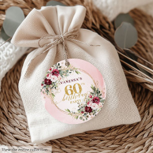 Glamouröse Boho-Marsala-Blumen zum 60. Geburtstag Geschenkanhänger