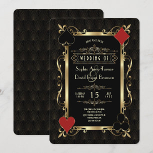 Glamouröse Casino-Nacht Gold Art Deco 20er Gatsby- Einladung