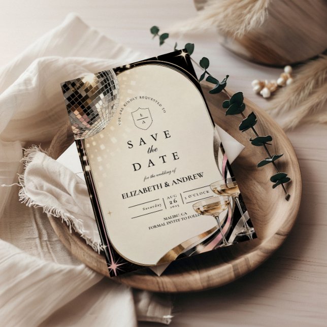 Glamouröse Disco-Retro-Hochzeit Save The Date (Von Creator hochgeladen)