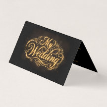 Glamouröse dunkle und goldene Kalligrafie Hochzeit