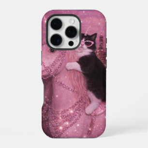 Glamouröse Einhornkatze unter funkelnder Stadt iPhone 16 Pro Hülle