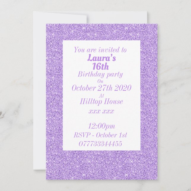 Glamouröse Einladungen zu personalisierten Geburts (Vorderseite)