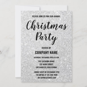Glamouröse Firmenweihnachtsfeier Silber Glitter Fu Einladung