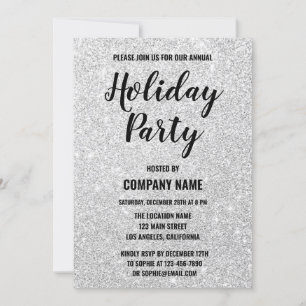 Glamouröse Firmenweihnachtsfeier Silber Glitter Fu Einladung