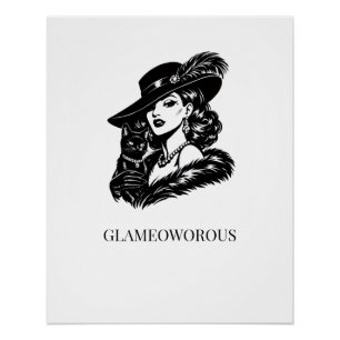 Glamouröse Frau mit Katzenmode-Illustration Poster