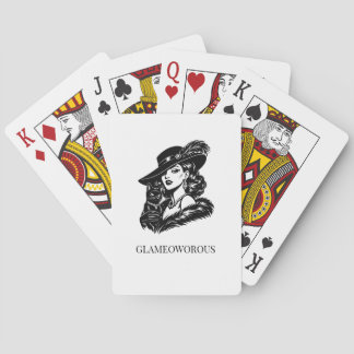 Glamouröse Frau mit Katzenmode-Illustration Spielkarten